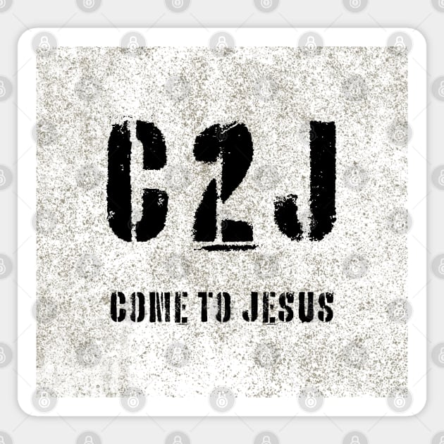 C2J Come To Jesus Matthew 11:28 - concrete Sticker by threadsjam